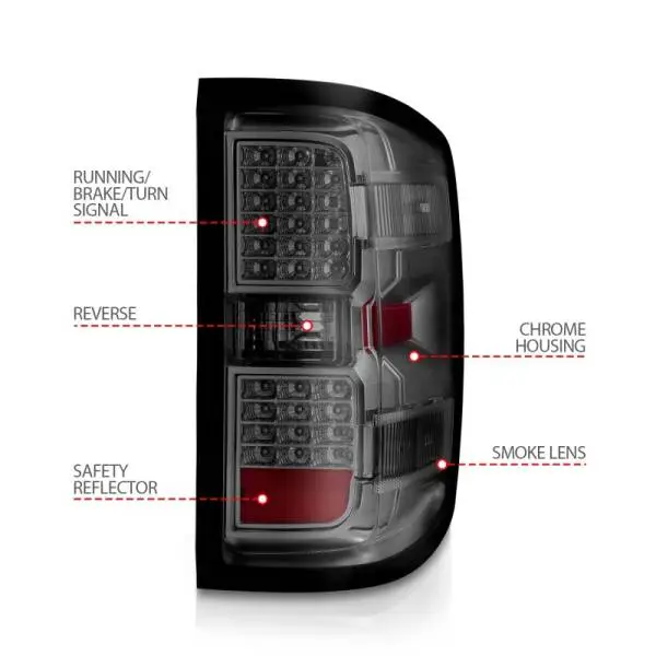 ANZO 15-19 Chevy Silverado 2500HD/3500HD (Factory Halogen Only) LED Tail Lights Smoke w/Clear Lens thumbnail 7