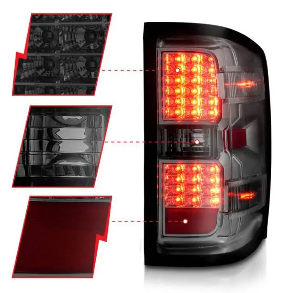 ANZO 15-19 Chevy Silverado 2500HD/3500HD (Halgn Only) LED Tail Lights w/Smoke Light Bar & Clear Lens thumbnail 9