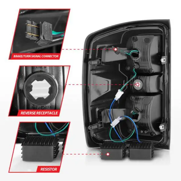 ANZO 15-19 Chevy Silverado 2500HD/3500HD (Halgn Only) LED Tail Lights w/Smoke Light Bar & Clear Lens thumbnail 11
