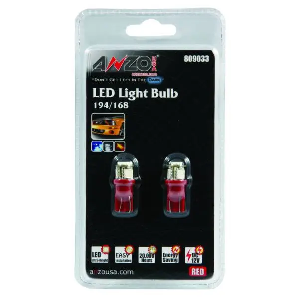 ANZO LED Bulbs Universal 194/168 Red - 4 LEDs thumbnail 2