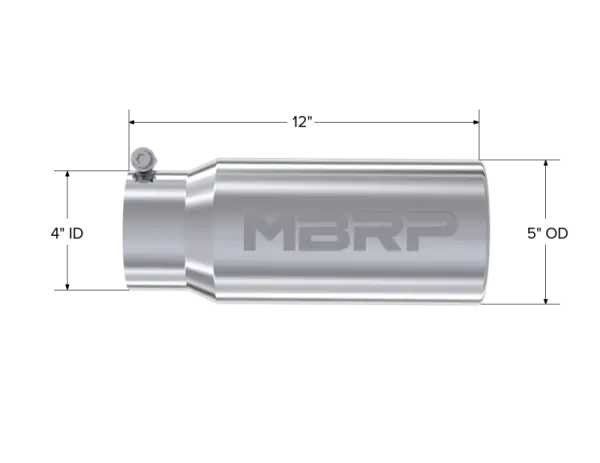 MBRP Universal Tip 5 O.D. Rolled Straight 4 inlet 12 length thumbnail 5
