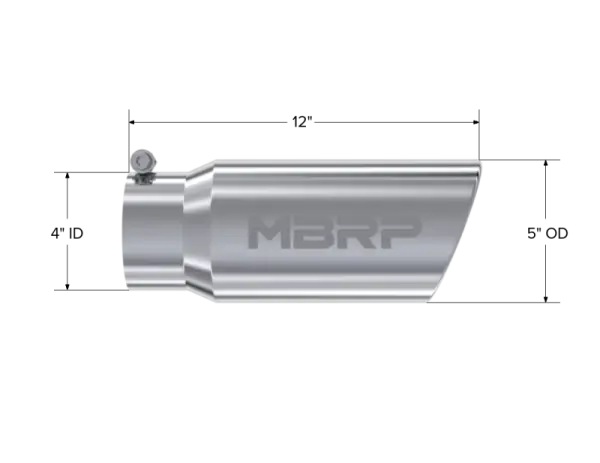 MBRP Universal Tip 5 O.D. Angled Rolled End 4 inlet 12 length thumbnail 5