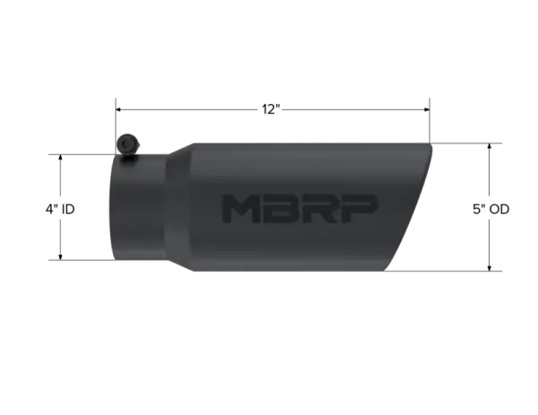 MBRP Universal Tip 5 O.D. Angled Rolled End 4 inlet 12 length - Black Finish thumbnail 5