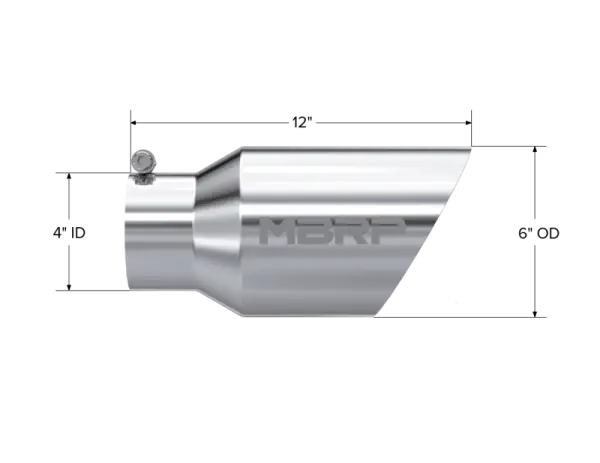 MBRP Universal Tip 6 O.D. Dual Wall Angled 4 inlet 12 length thumbnail 5