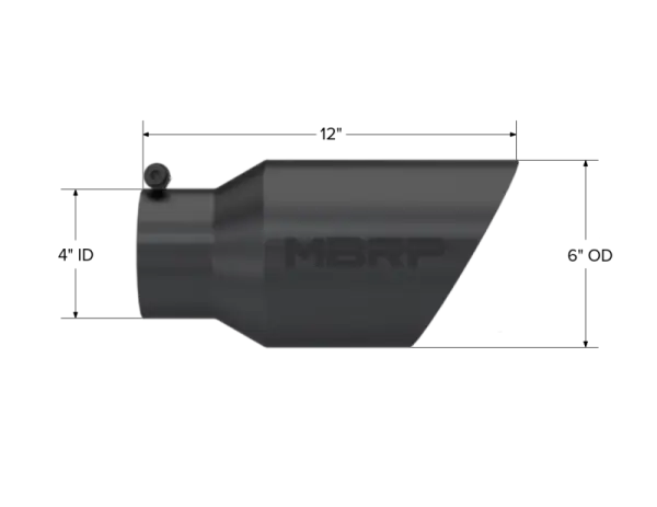 MBRP Universal Tip 6 O.D. Dual Wall Angled 4 inlet 12 length - Black Finish thumbnail 5