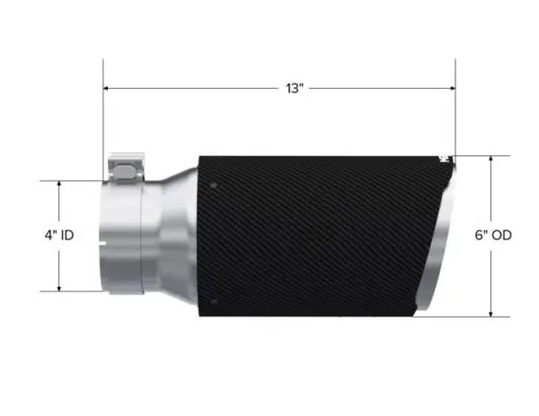 MBRP Universal Carbon Fiber Tip 6in OD/4in Inlet/12in L - Angle Cut Tip thumbnail 2