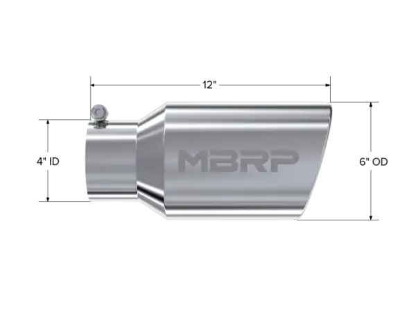 MBRP Universal Tip 6 O.D. Angled Rolled End 4 inlet 12 length thumbnail 5