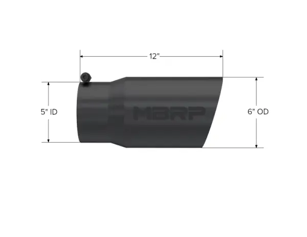MBRP Universal Tip 6 O.D. Dual Wall Angled 5 inlet 12 length - Black Finish thumbnail 5