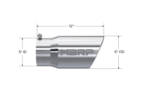 MBRP Universal Tip 6 O.D. Angled Rolled End 5 inlet 12 length thumbnail 5