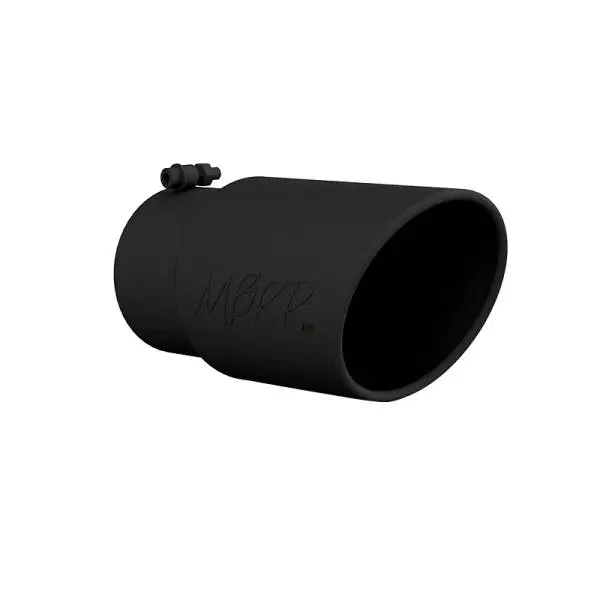 MBRP Universal Tip 6in O.D. Angled Rolled End 5 inlet 12 length - Black Finish thumbnail 2