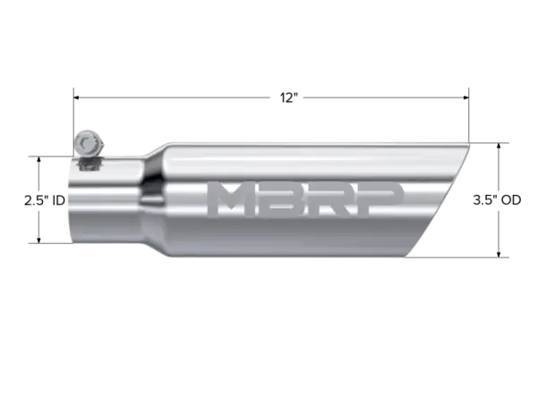 MBRP Universal Tip 3in O.D. Dual Wall Angled 2 inlet 12 length thumbnail 5