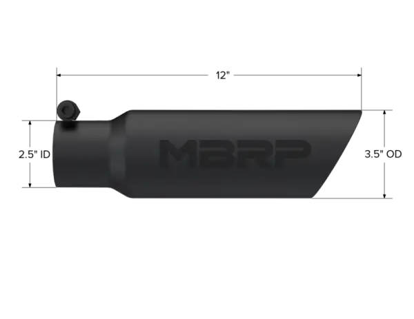MBRP Universal Tip 3.5 O.D. Dual Wall Angled 2.5 inlet 12 length - Black Finish thumbnail 5