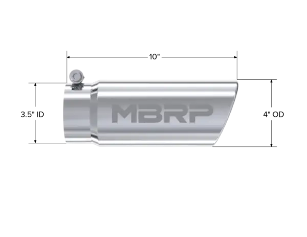 MBRP Universal Tip 4in O.D. Angled Rolled End 3 inlet 10 length thumbnail 5