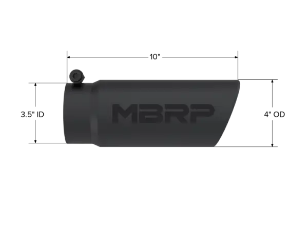 MBRP Universal Tip 4 O.D. Angled Rolled End 3.5 inlet 10 length- Black Finish thumbnail 5