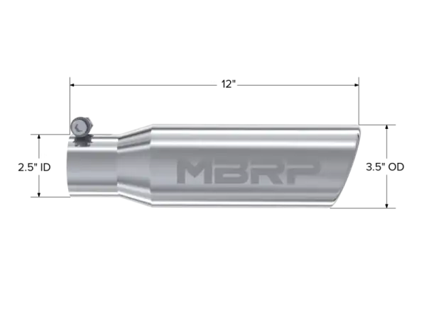 MBRP Universal Tip 3in O.D. Angled Rolled End 2 inlet 10 length thumbnail 5