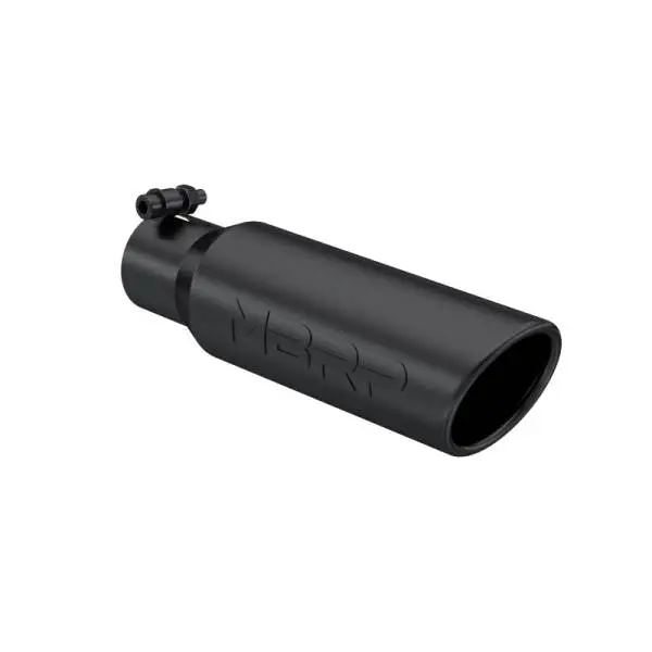 MBRP Universal Tip 3in O.D. Angled Rolled End 2 inlet 12 length - Black Finish thumbnail 2