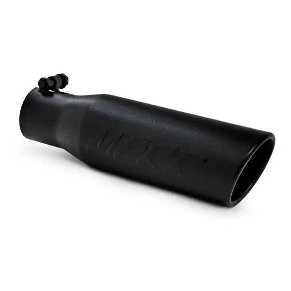 MBRP Universal Tip 3in O.D. Angled Rolled End 2 inlet 12 length - Black Finish thumbnail 3