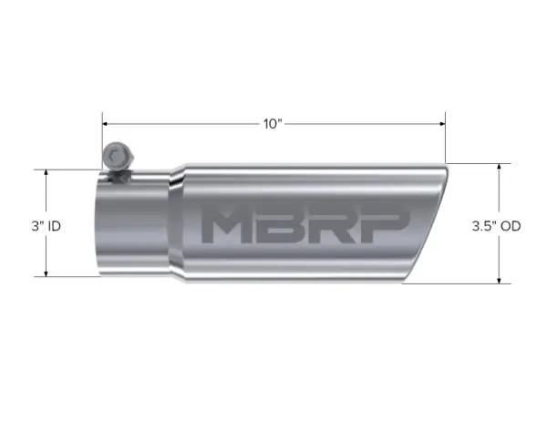 MBRP Universal Tip 3in O.D. Angled Rolled End 3 inlet 10 length thumbnail 5