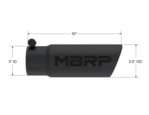 MBRP Universal Tip 3-1/2in O.D. Angled Rolled End - 3in ID Inlet 10in Length - Black thumbnail 4
