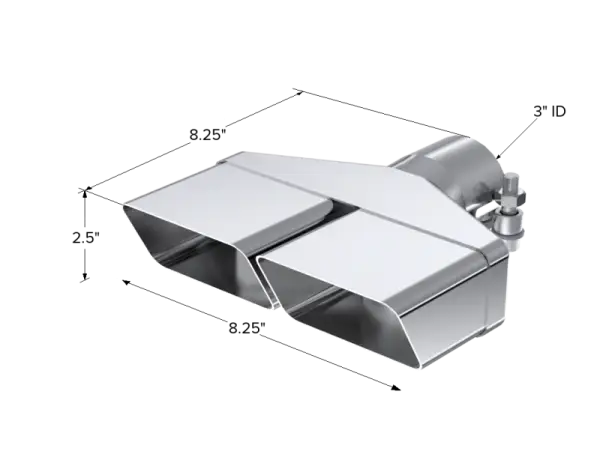MBRP Universal Tip 8inx 2.375in ID Rectangle 2.5in O.D. inlet 8.25in length T304 thumbnail 5