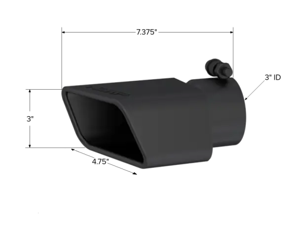 MBRP Universal Tip 4.75inx 3in Rectangle Angled Cut 3in O.D. inlet Pass. Side 7.375in length Black thumbnail 4