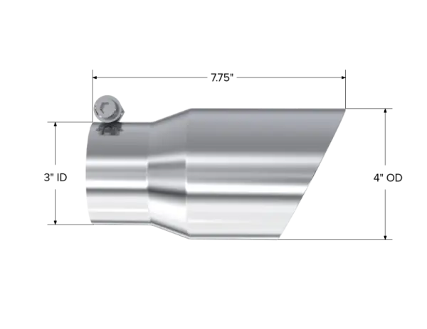 MBRP Universal Tip 4in O.D. Dual Wall Angled 3in inlet 8in length T304 thumbnail 4