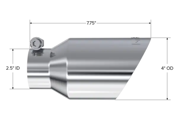 MBRP Universal Tip 4in O.D. Dual Wall Angled 2.5in inlet 8in length T304 thumbnail 4