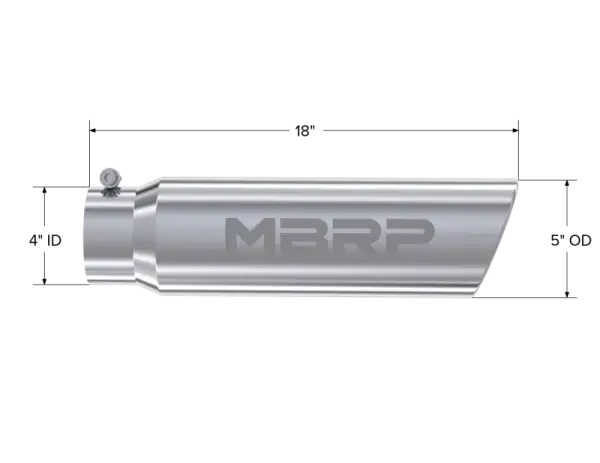 MBRP Universal 5in OD Angled Rolled End 4in Inlet 18in Length T304 Exhaust Tip thumbnail 5