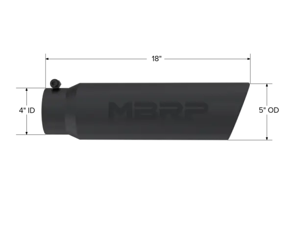 MBRP Universal 5in OD Angled Rolled End 4in Inlet 18in Length Black Finish Exhaust Tip thumbnail 5