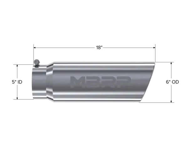 MBRP Universal Tip 6in OD Angled Rolled End 5in Inlet 18in Length T304 Exhaust thumbnail 5
