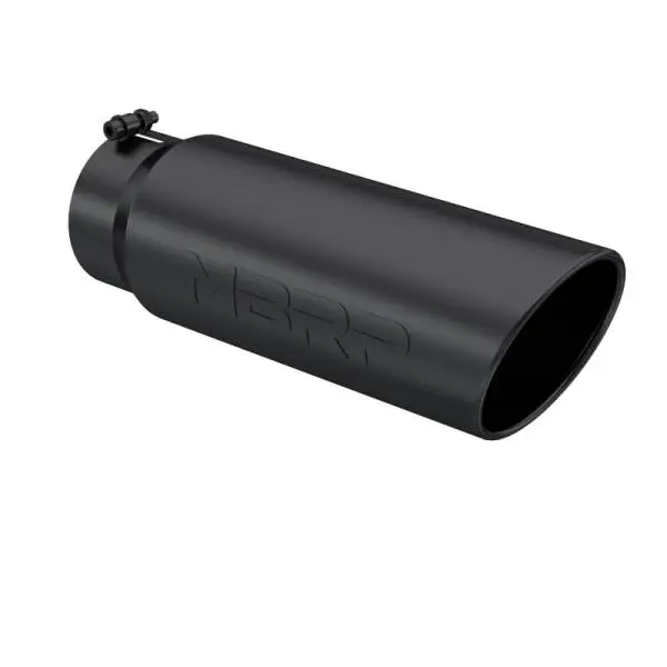 MBRP Universal Tip 6in OD Angled Rolled End 5in Inlet 18in Length Black Finish Exhaust thumbnail 2
