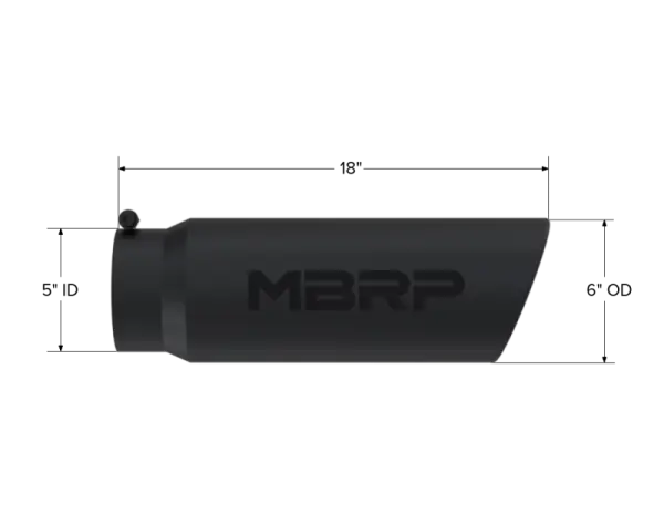 MBRP Universal Tip 6in OD Angled Rolled End 5in Inlet 18in Length Black Finish Exhaust thumbnail 5