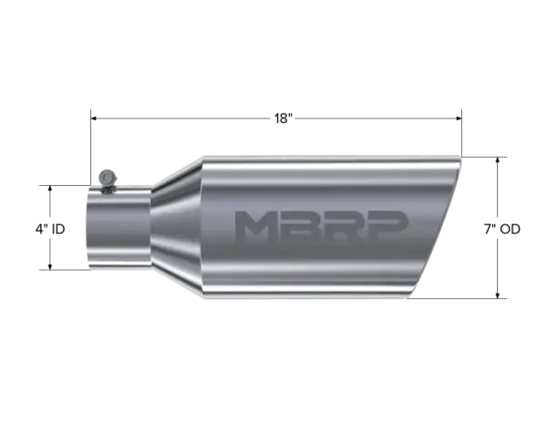 MBRP Universal Tip 7inch O.D. Rolled End 4inch inlet 18inch length - T304 (SINGLE TIP) thumbnail 5