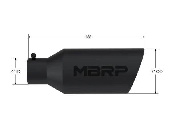 MBRP Universal Exhaust Tip 7in O.D. Rolled End 4in Inlet 18in Length - Black thumbnail 5
