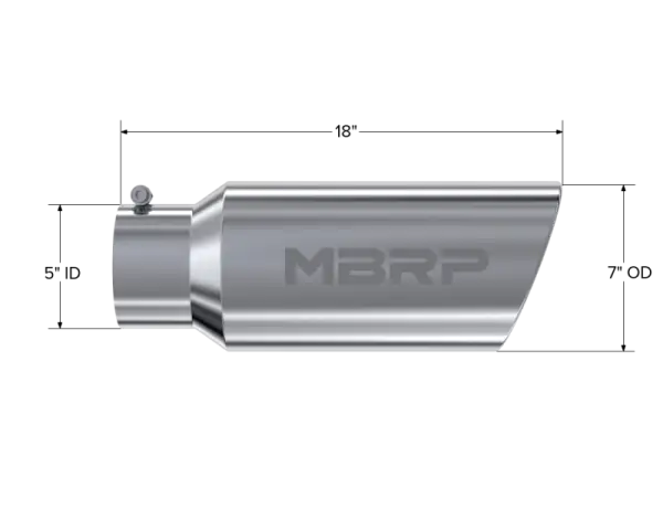 MBRP Universal Tip 7in O.D. Rolled End 5in inlet 18in length - T304 (SINGLE TIP) thumbnail 5