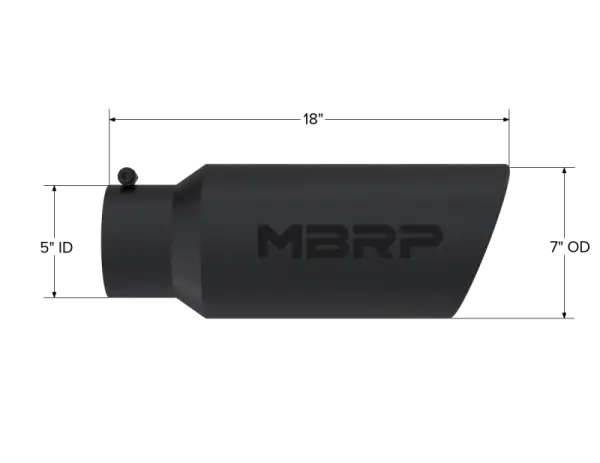 MBRP Universal Tip 7in O.D. Rolled End 5in inlet 18in length Black thumbnail 5