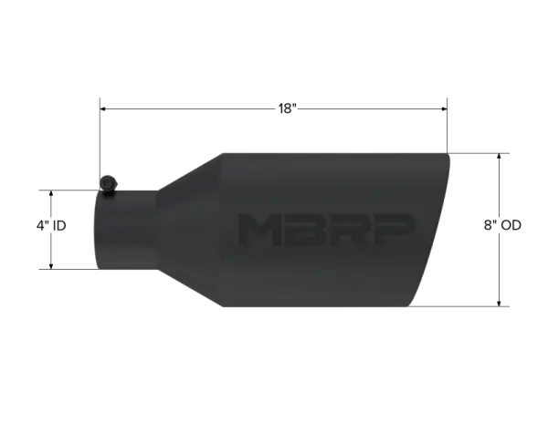 MBRP Universal Tip 8in O.D. Rolled End 4in inlet 18in length Black thumbnail 5