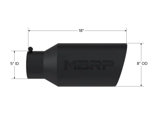 MBRP Universal Tip 8in OD Rolled End 5in Inlet 18in Length T304 - Black thumbnail 4