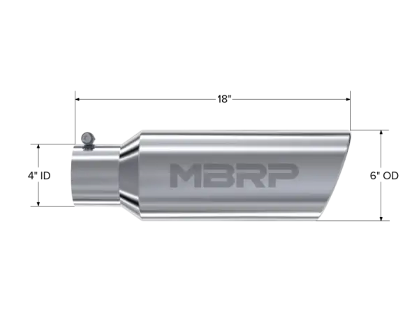 MBRP Universal Tip 6in OD Rolled End 4in Inlet 18in Length T304 thumbnail 5