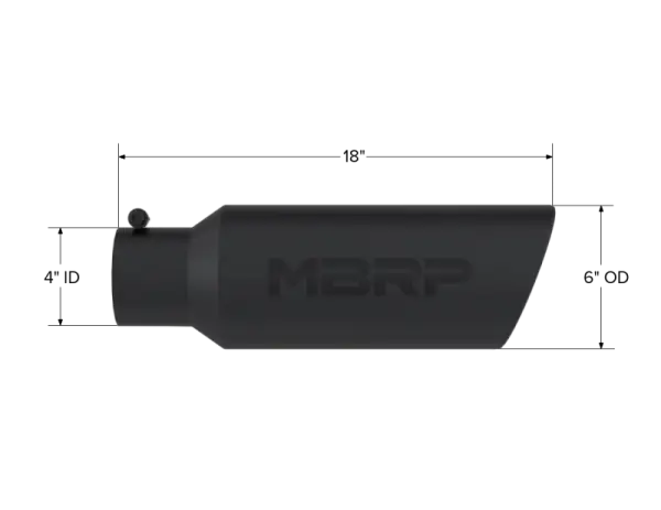 MBRP Universal Tip 6in OD Rolled End 4in Inlet 18in L Black Coated Exhaust Tip thumbnail 5