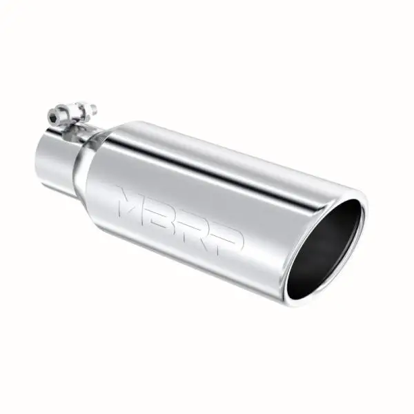 MBRP Universal Tip 4in OD 2.5in Inlet 12in Length Angled Cut Rolled End Clampless No-Weld T304 thumbnail 2