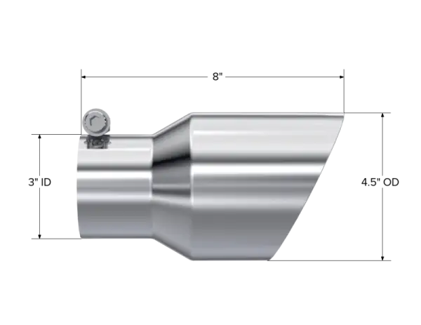 MBRP Universal Tip 4.5in O.D. Dual Wall Angled 3in inlet 8in length T304 thumbnail 4