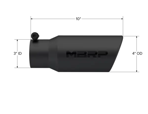MBRP Universal Tip 4in OD 3in Inlet 10in Length Angled Rolled End Black thumbnail 5