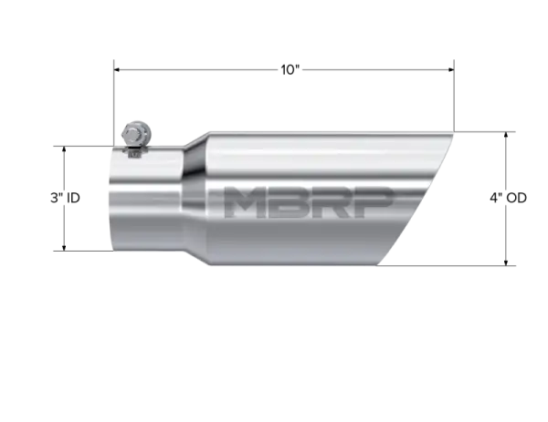 MBRP Universal Tip 4in OD 3in Inlet 10in Length Dual Wall Angled End T304 thumbnail 5