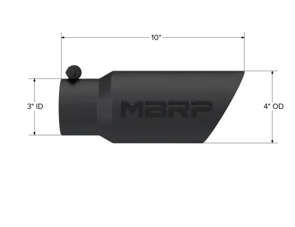 MBRP Universal Tip 4in OD 3in Inlet 10in Length Dual Wall Angled End Black thumbnail 5