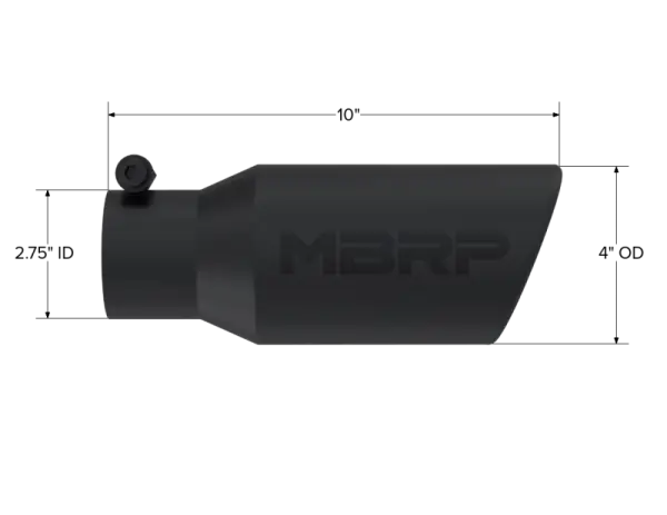 MBRP Universal Angled Rolled End Tip 4in OD / 2-3/4in Inlet / 10in Length - Black thumbnail 3