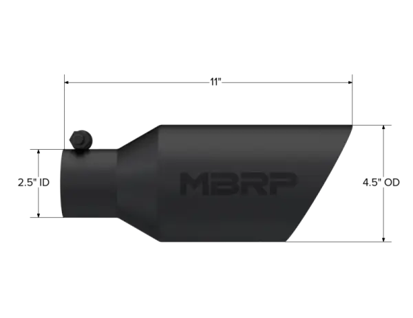 MBRP Universal Dual Wall Angle Rolled End Tip 4-1/2in OD / 2-1/2in Inlet / 11in Length - Black thumbnail 3