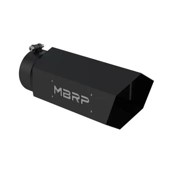 MBRP Universal Hex Tip 5in Inlet 16in Length w/ Logo - Black Coated thumbnail 2