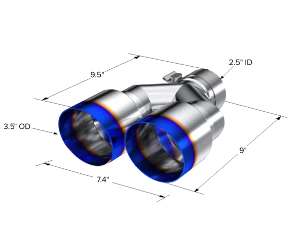 MBRP Universal T304 SS Dual Burnt End Tip 3.5in OD/2.5in Inlet thumbnail 3
