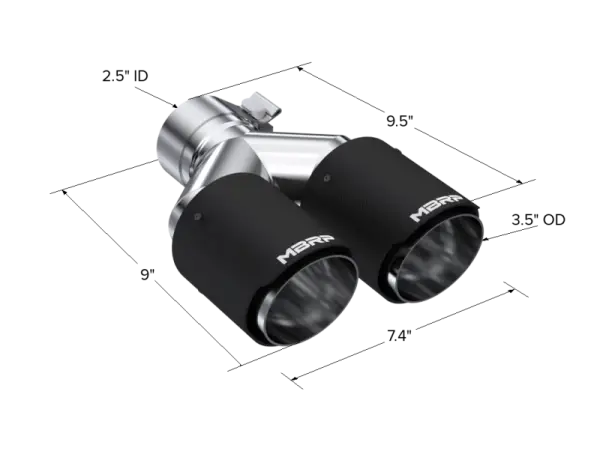 MBRP Universal Carbon Fiber Dual Tip 3.5in OD/2.5in Inlet thumbnail 3
